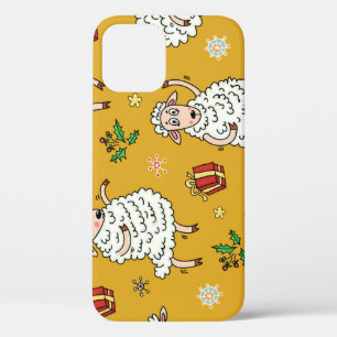 Vintage sheep: pastoral background. iPhone 12 case