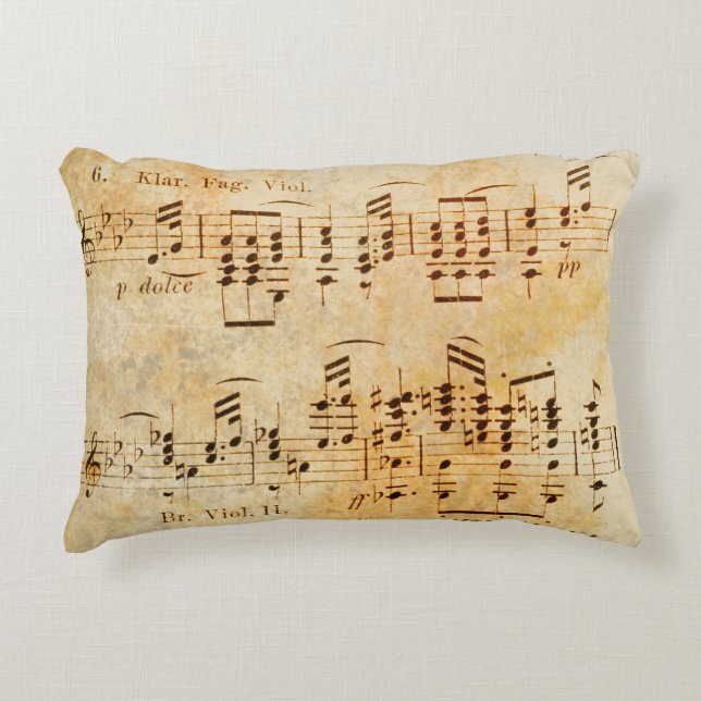 Vintage Sheet Music Accent Pillow (Front)