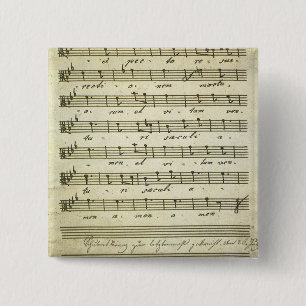 Vintage Sheet Music, Antique Musical Score 1810 2 Inch Square Button