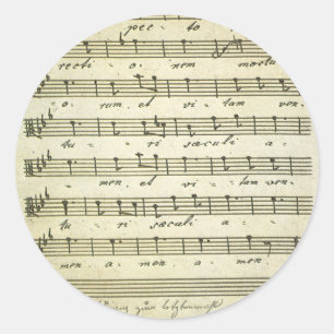 Vintage Sheet Music, Antique Musical Score 1810 Classic Round Sticker