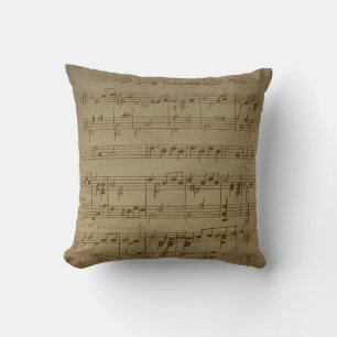 Vintage sheet music background throw pillow