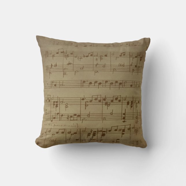 Vintage sheet music background throw pillow (Front)