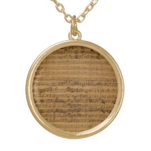 Vintage Sheet Music by Johann Sebastian Bach Gold Plated Necklace
