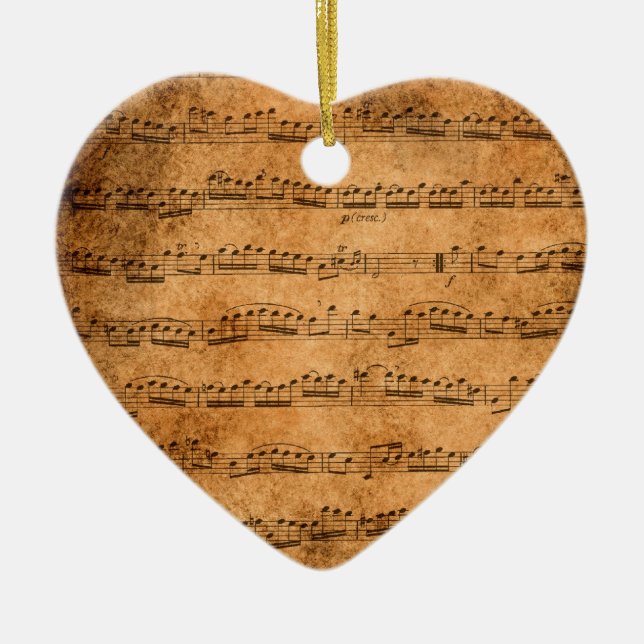 Vintage sheet music ceramic ornament (Front)