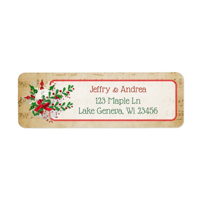 Vintage Sheet Music Christmas Address Labels (Front)
