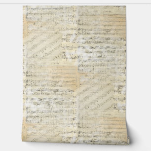 Vintage Sheet Music Collage Cream Wallpaper
