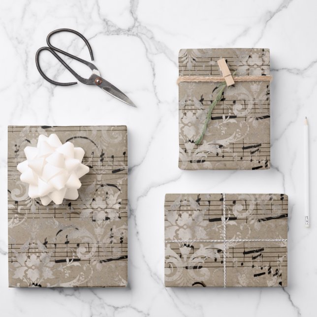 Vintage Sheet Music Gift Wrapping Paper (Front)