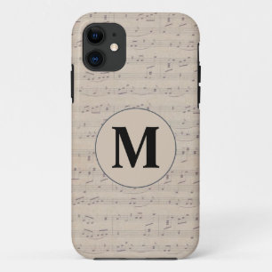 Vintage Sheet Music Note monogram  iPhone 11 Case
