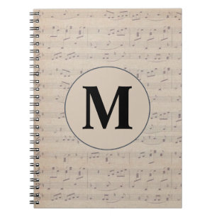 Vintage Sheet Music Note monogram  Notebook