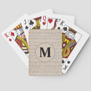 Vintage Sheet Music Note monogram  Playing Cards