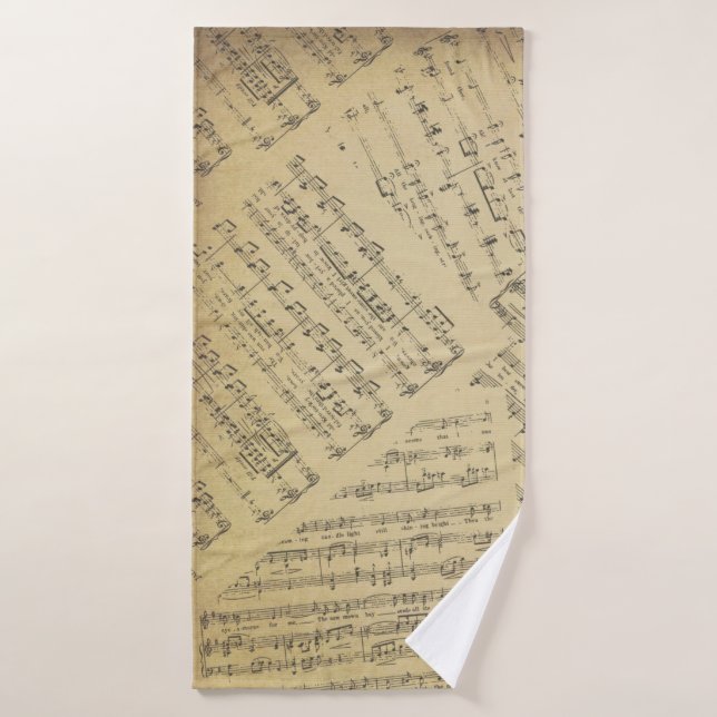 Vintage Sheet music note pattern musician     Bath Towel (Bath Towel)
