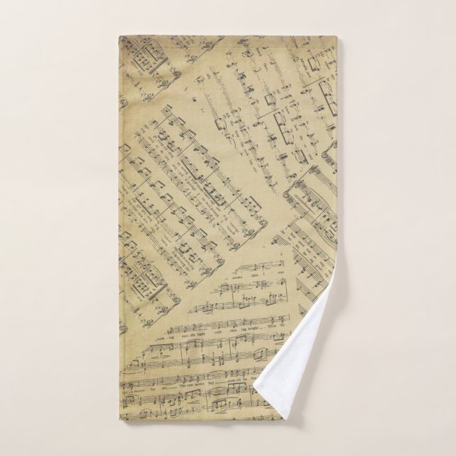 Vintage Sheet music note pattern musician     Hand Towel (Hand Towel)