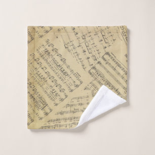 Vintage Sheet music note pattern musician     Wash Cloth