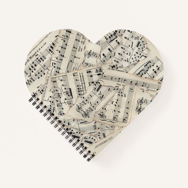 Vintage Sheet Music Paper Collage Notebook (Front)