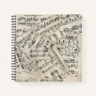Vintage Sheet Music Paper Collage Notebook