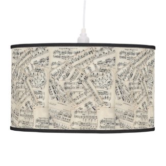 Vintage Sheet Music Paper Collage Pendant Lamp