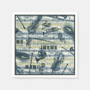 Vintage Sheet Music Pattern Napkins