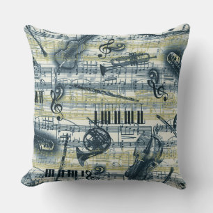 Vintage Sheet Music Pattern Throw Pillow