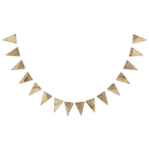 Vintage Sheet Music Pink Rose Party Flag Banner