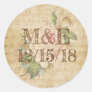 Vintage Sheet Music Rose Personalized Stickers