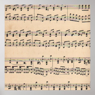 Vintage Sheet Music Score Black and White notes Poster