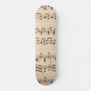 Vintage Sheet Music Score Black and White notes Skateboard