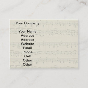 Vintage Sheet Music Score Notes Business Card