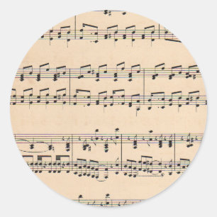 Vintage Sheet Music Score Notes Classic Round Sticker
