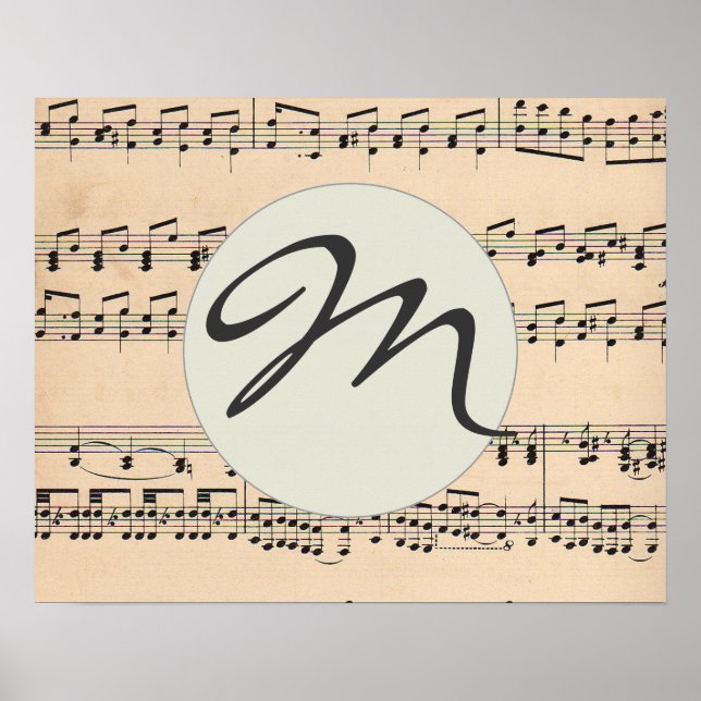 Vintage Sheet Music Score Notes Poster (Front)