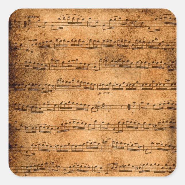 Vintage sheet music square sticker (Front)