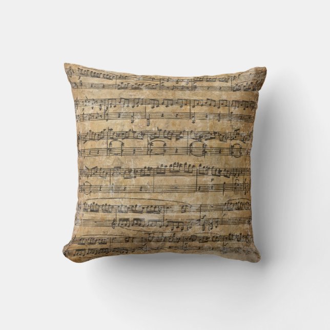 Vintage Sheet Music Throw Pillow (Front)