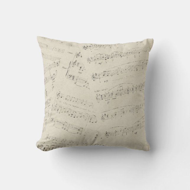 Vintage Sheet Music Throw Pillow (Front)