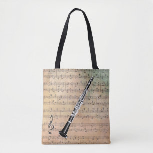 Vintage Sheet Music With A Clarinet Tote Bag