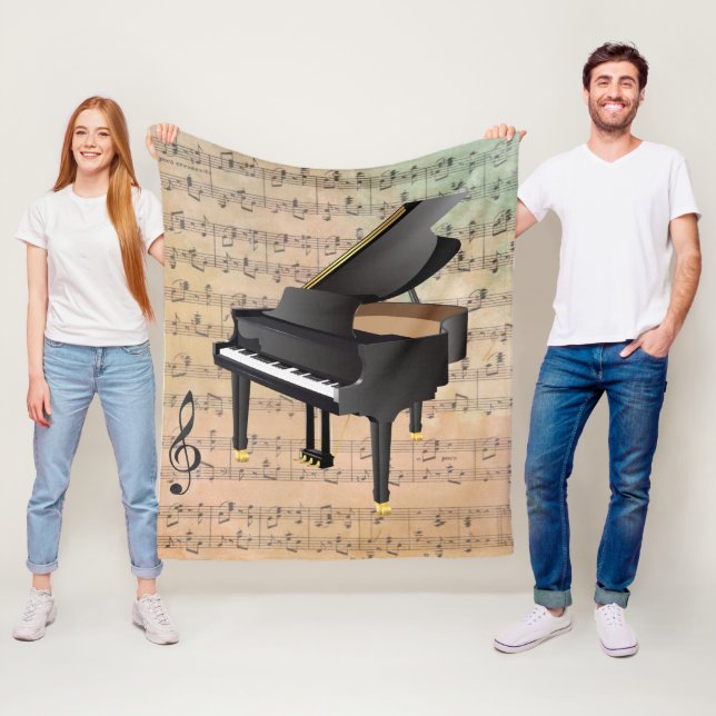 Vintage Sheet Music With a Piano Fleece Blanket (In Situ)