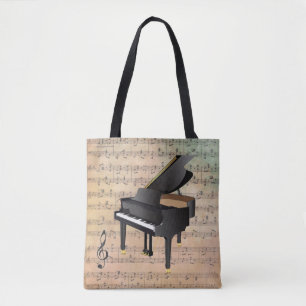 Vintage Sheet Music With A Piano Tote Bag