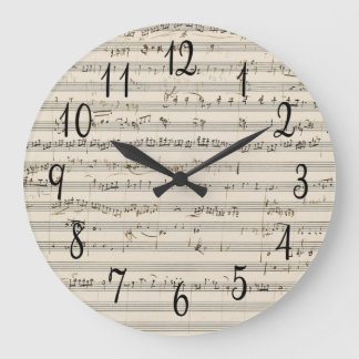 Vintage Sheet Music With Numbers Large Clock