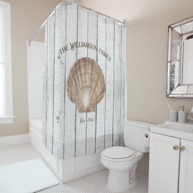 Vintage Shell Shower Curtain (In Situ)