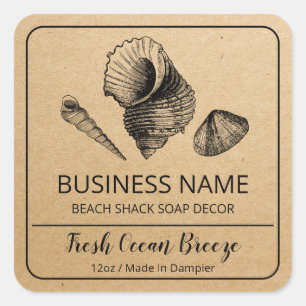Vintage Shells Kraft Paper Soap Bar Labels