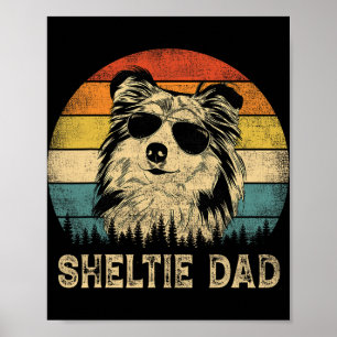 Vintage Sheltie Dad Dog Lovers Father&#; s Day Tee Poster