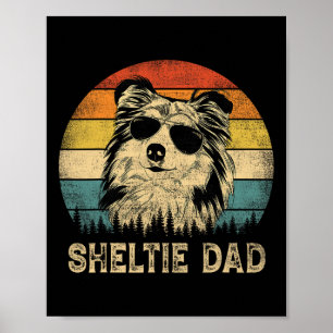 Vintage Sheltie Dad Dog Lovers Father&#; s Day Tee Poster