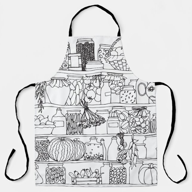 Vintage shelves with cans: sketch. apron (Front)