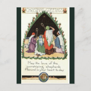 Vintage Shepherds Watch in Bethlehem Christmas  Postcard