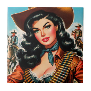 Vintage Sheriff Pin-up Tile