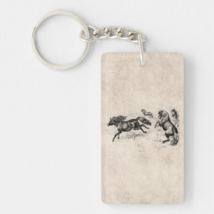Vintage Shetland Ponies - 1800's Horse and Pony Keychain
