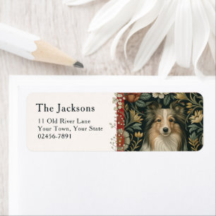 Vintage Shetland Sheepdog Sheltie Floral