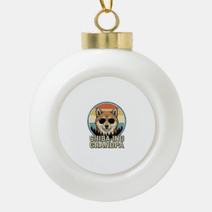 Vintage Shiba Inu Grandpa Dog Shirt Design_1 Ceramic Ball Christmas Ornament