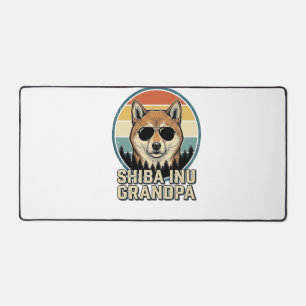 Vintage Shiba Inu Grandpa Dog Shirt Design_1 Desk Mat