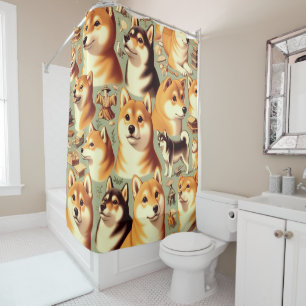 Vintage Shiba Inu Seamless Pattern