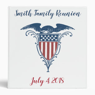 Vintage Shield Red White Blue American Eagle Stars Binder