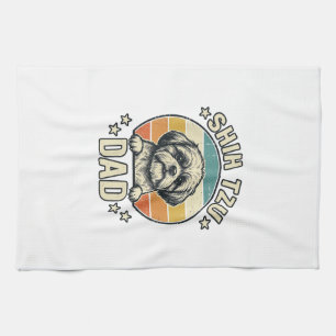 Vintage Shih Tzu Dad Dog Lover Shirt Design_1 Kitchen Towel